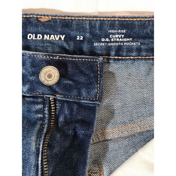 Old Navy Womens O.g. Straight Leg Jeans Blue Curvy Secret Smooth Pockets Plus 22 - Picture 9 of 11
